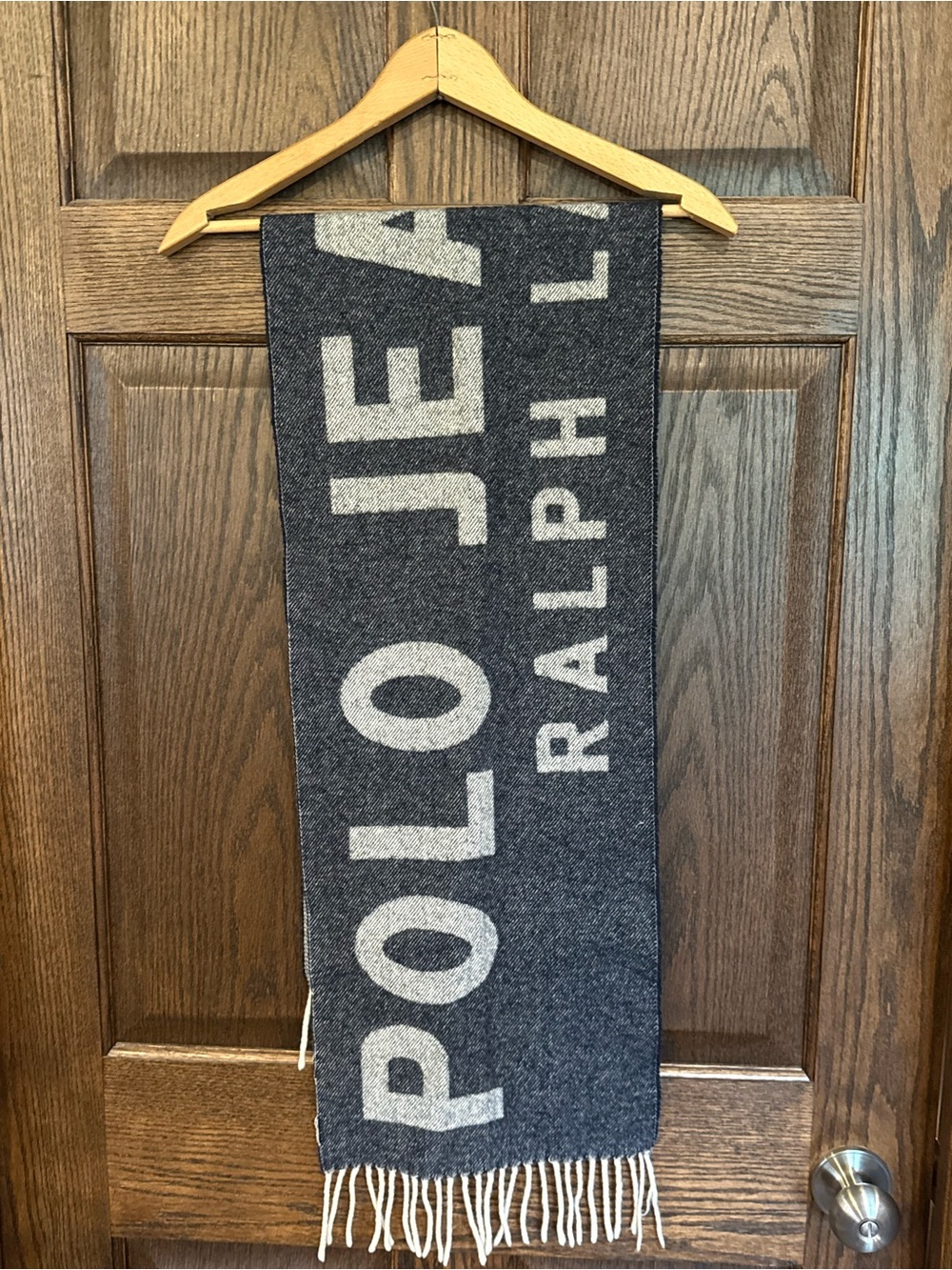 Polo Jeans Co Ralph Lauren Wool-Blend Gray Scarf with Fringe